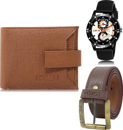 LOREM Belt, Wallet & Watch Combo