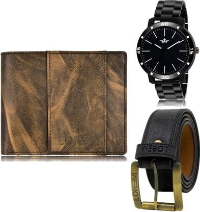 LOREM Belt, Wallet & Watch Combo