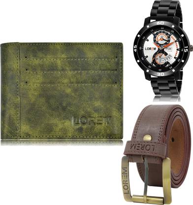 LOREM Belt, Wallet & Watch Combo