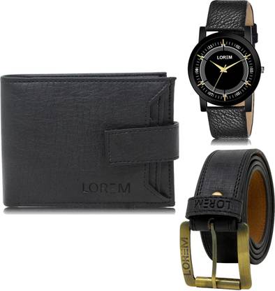 LOREM Belt, Wallet & Watch Combo