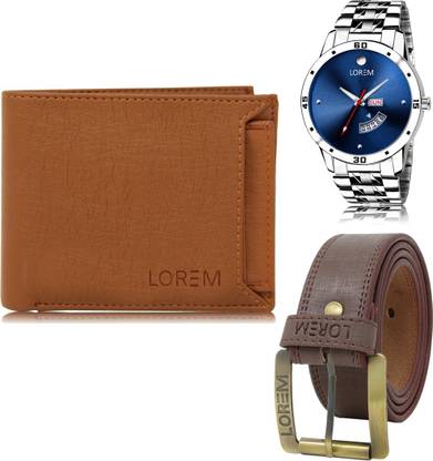 LOREM Belt, Wallet & Watch Combo