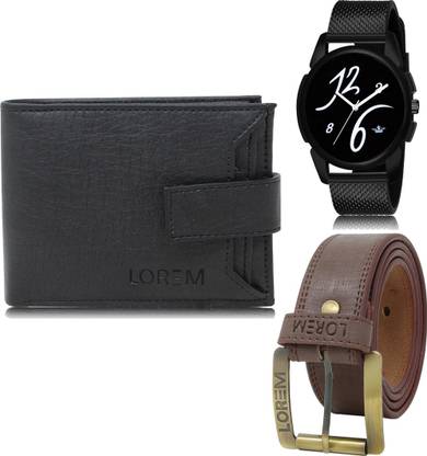 LOREM Belt, Wallet & Watch Combo