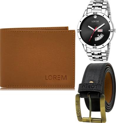 LOREM Belt, Wallet & Watch Combo
