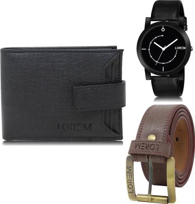 LOREM Belt, Wallet & Watch Combo