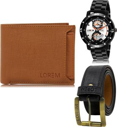 LOREM Belt, Wallet & Watch Combo