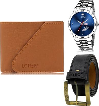 LOREM Belt, Wallet & Watch Combo