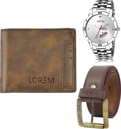 LOREM Belt, Wallet & Watch Combo