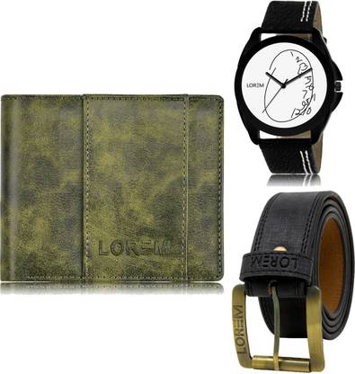 LOREM Belt, Wallet & Watch Combo