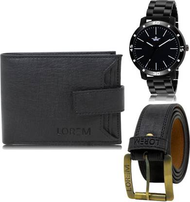 LOREM Belt, Wallet & Watch Combo