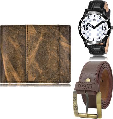 LOREM Belt, Wallet & Watch Combo