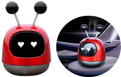 Znee Smart Red Car Air Freshener, Natural Smell Car Perfume Shaking Head Design Car Robot Diffuser RRB275