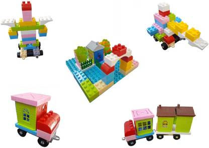 FLICK IN 65 pcs House Building Blocks for Kids Home Train Block Game Kids with Windows