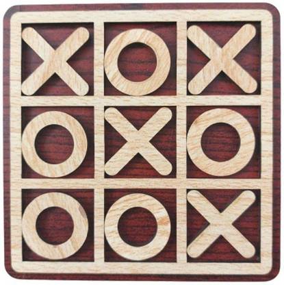 SPKART Wooden Tic Tac Toe 0 X Family Best Enjoyment Board Game Traditional Challenging Party & Fun Board Game