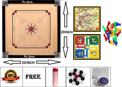 PRSSPORTS Present Small 20 inch Combo Pack (Free Ludo , Crystal Coin, & Powder) 5 cm Carrom Board