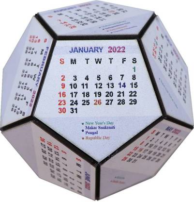 Kliznil Pentagonal 3D Shape Desk Calendar 2022 2022 Table Calendar