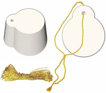 KREEPO Writable Tags Craft Paper with Golden String for Party & Celebration Gift Tag Greeting Card
