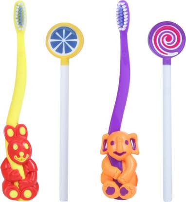 Maxi Oral Care Junior Combo of 4-2 Bingo Junior Toothbrush & 2 Lollipop Tongue Cleaner