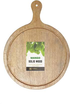 Hutson Large 1 Inch Thick Pure Mango Wood Round Chopping Board | Single Block Mango Wooden Cutting Board