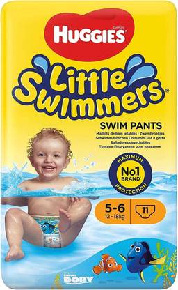 Huggies Little Swimmers, Size 5-6 (12-18 Kg), Dory Themed, Swim Pant, Soft & Comfortable - L