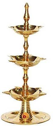 Tickles Pooja Articles Brass Diya for Pooja Room Mandir Perfect Size (Step Diya) Brass Table Diya