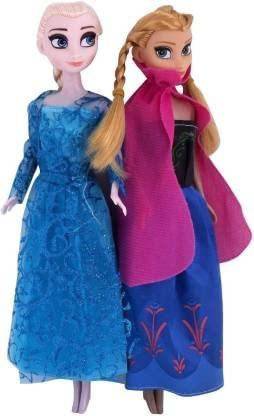 Eunoia TRADERS Big Plastic Frozen Sister Anna and Elsa Doll - Set of 2, 28cmEach (Multicolor)