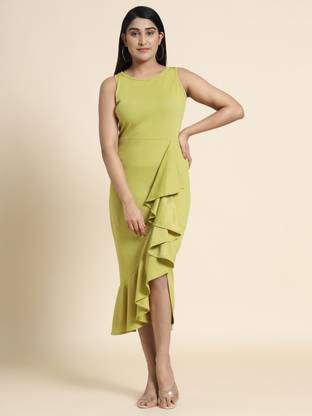 LeeliPeeri Designer Women A-line Green Dress