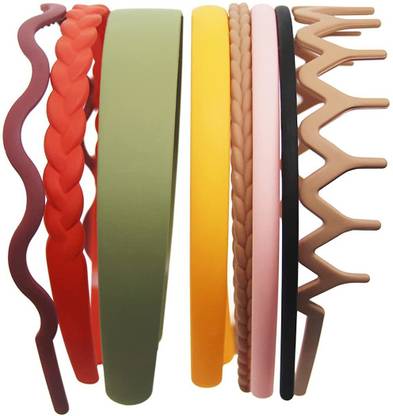 Myra Collection 8 Pcs Plastic Headbands Set of Wide Thin Plain Plastic Headbands Head Band