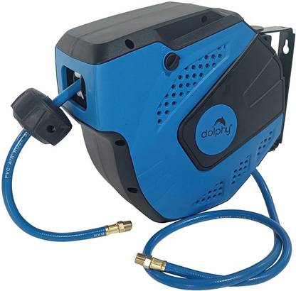 DOLPHY Automatic Retractable Air Hose Reel,5/16"x 10m (33FT) Air Compressor Hose Reel Any Length Lock Pneumatic HoseReel w/1/4"NPT Brass Connector+180°Swivel Bracket Hose Pipe