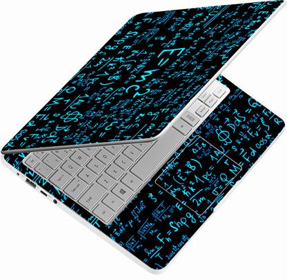 Techfit Full Body Laptop Skin Sticker Upto 15 inches - E=mc2 Cyan Full Body Stretched Vinyl Laptop Skin Compatible for 15.6 inch