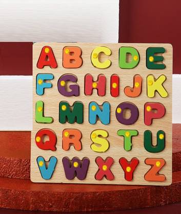 blue seed wooden hand puzzle board alphabet shape match Jigsaw Puzzle Game for Kids