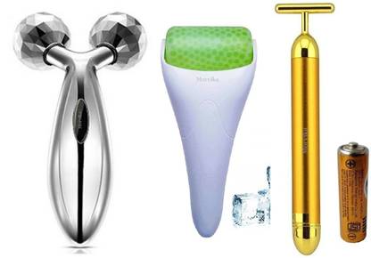 MORVIKA Ice Roller Face Massage,T Gold Electric Vibration Massage,3D Face Body Massager Ice Roller Face Massage,T Gold Electric Vibration Massage,3D Face Body Massager Massager