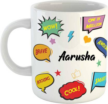 Impresion Aarusha Coffee Cup Gift for Daughter, Son, Sister, Brother, Name -Aarusha Ceramic Coffee Mug