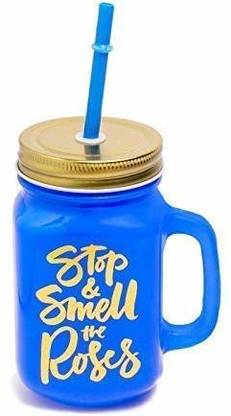 miRim Glass Mason Jar with Straw, Mocktail jar/Smoothie jar/Juice Jar Glass Mason Jar
