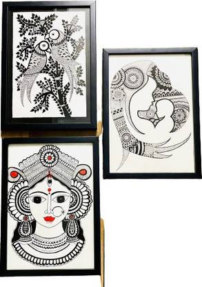 Artistry the indian way Handmade Zentangle/Mandala Art/Mandala Painting/Wall Decor/Wall Hanging Pencil 12 inch x 8 inch Painting