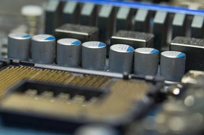 capacitors cpu intel processor technology electronic Paper Print