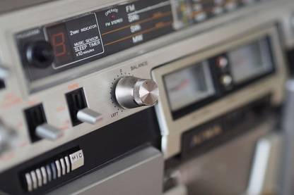 radio cassette recorder close up audio Paper Print