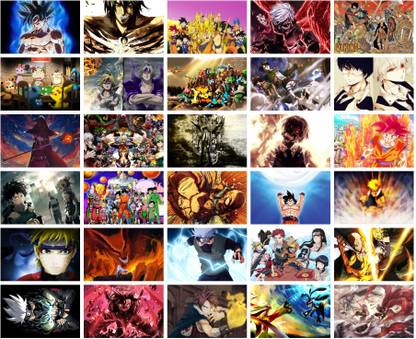 Set of 30 Anime Mix Photo Posters of Popular Anime Shows| HD+ for wall décor (Size-A3) Paper Print