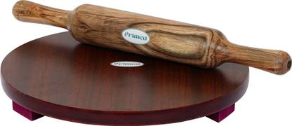 Primed 10 Inch Plywood Chakla With 12Inch Wooden Belan For Kitchen Roti and Khakra Maker
