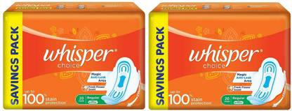 Whisper Choice Regular Sanitary Napkins - 20+20 Sanitary Pad