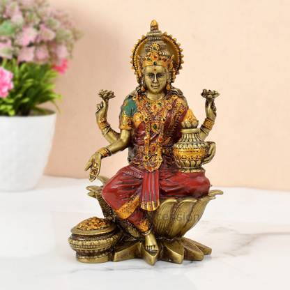Ascension Lakshmi Devi Idol Statue for Home Puja Goddess Laxmi Idols Showpiece for Temple Decorative Showpiece  -  18 cm