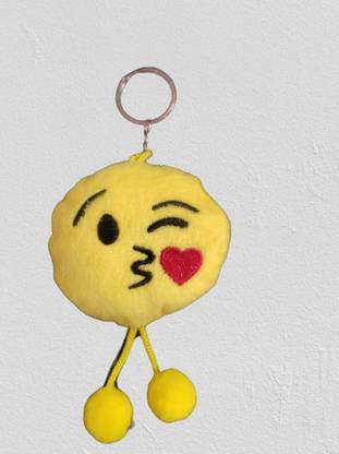 Yellow Star Soft Toy Key chain Ring Choice Round Emoji Face with Leg Soft Cushion Keychain  - 8 cm