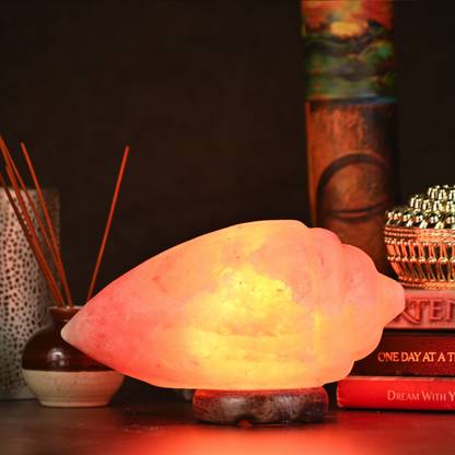 GLOBAL AROMA Shankh Himalayan Rock Salt Lamp for Positive Energy, Vastu(2-3)kg Table Lamp