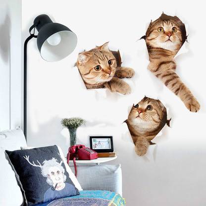 walkart 85 cm Wall Sticker-Beautiful Cat Design Self Adhesive Sticker