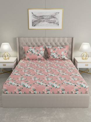 Raymond Home 0 TC Microfiber Double Floral Bedsheet  (Pack of 1, Peach)