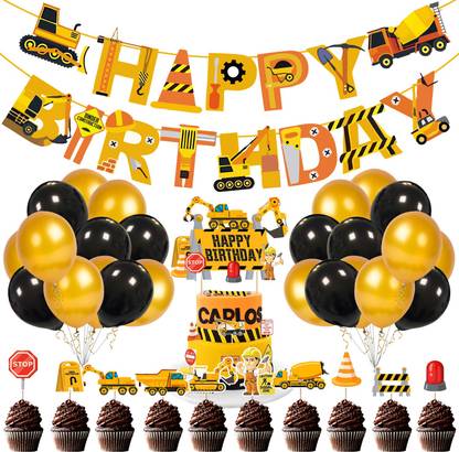 ZYOZI Construction Birthday Party Supplies Dump Truck Birthday Banner,37 Pack