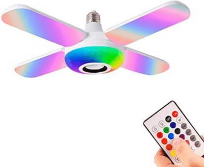 anveksha Anveksha Bluetooth Music Light RGB Four Leaves Fan Shaped 50W E27 LED Bulb Ceiling Light Ceiling Lamp