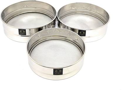 Nyra ® Stainless Steel Atta Chalni/Strainer Mesh Sieve Chhanni Chalni – Set of 3 Sieve