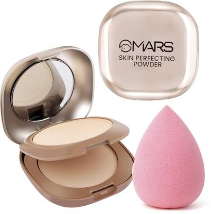 MARS Skin Perfecting Glow Compact Powder & Makeup Sponge & Beauty Blender