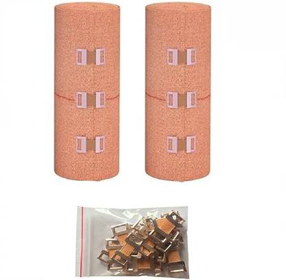 RARE OCEANS ELASTIC CREPE BANDAGE ( PACK OF 2) 15CM X 4 MTR EXTRA 10 PICS BANDAGE CLIPS Crepe Bandage