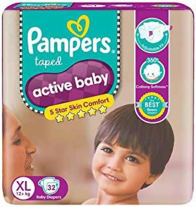 Pampers Active Baby Taped Diapers, Extra Large size diapers - L
